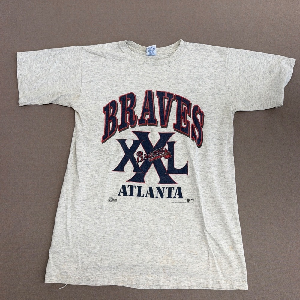 Vintage Salem Sportswear Atlanta Braves MLB T-Shirt Gray Mens Large 90s USA Made
